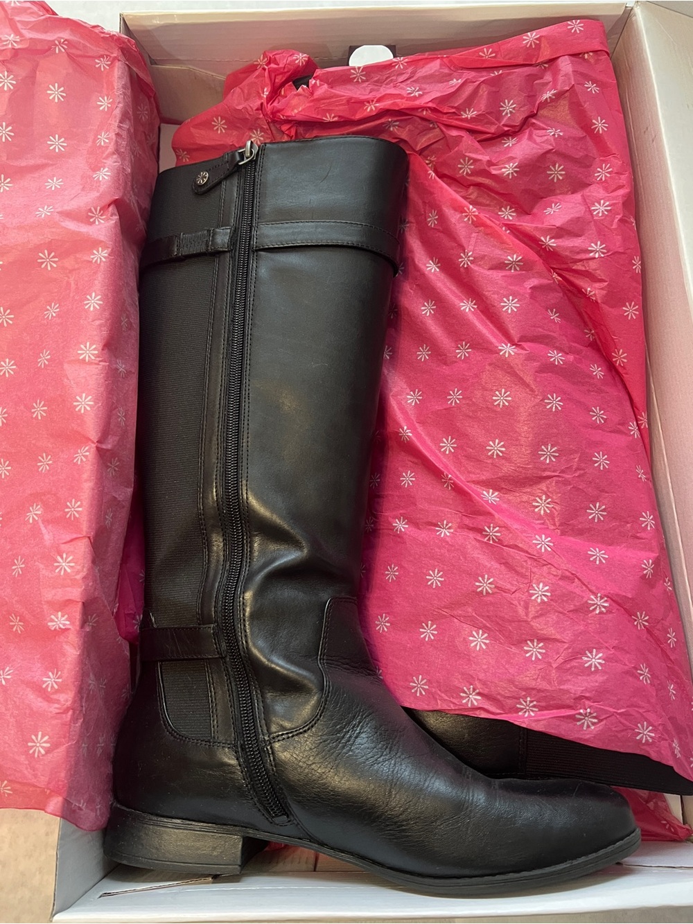 Isaac Mizrahi Black Leather Knee-High Riding Boots
